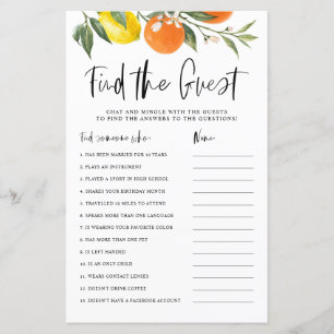 Tarjeta de juego Citrus Botanical Find Guest Showe