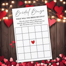 Tarjeta de juego Classic Bridal Bingo Wedgo Weddin