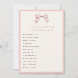 Tarjeta de juego Classic Pink Bow Find Guest Showe