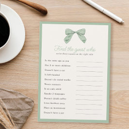 Tarjeta de juego Classic Sage Bow Find Guest Showe