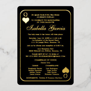 Tarjeta de juego con brillo dorado   Quinceañera d
