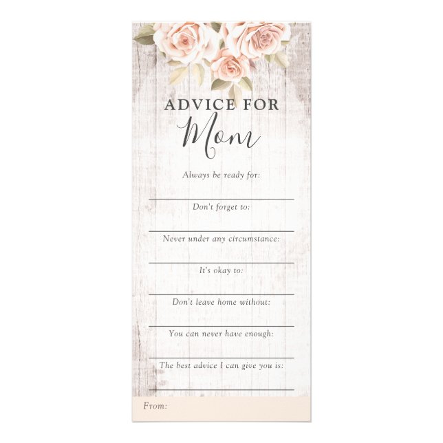 Tarjeta de juego consejos de Baby Shower para Rosa (Frente)