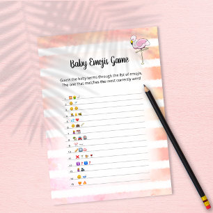 Tarjeta de juego Coral Striped Flamingo Baby Emoji