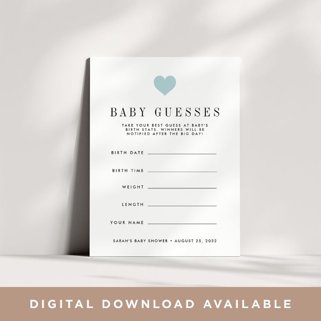 Tarjeta de juego de adivinación de Baby Shower Blu (Subido por el creador)