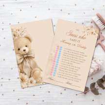 Tarjeta de juego de adivinanza de osito de peluche