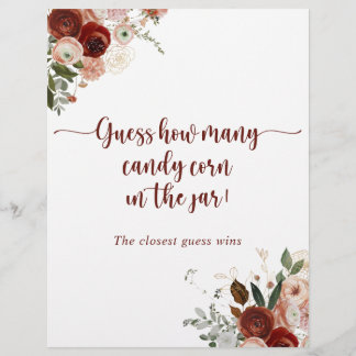Tarjeta de juego de adivinanza floral rústica dora