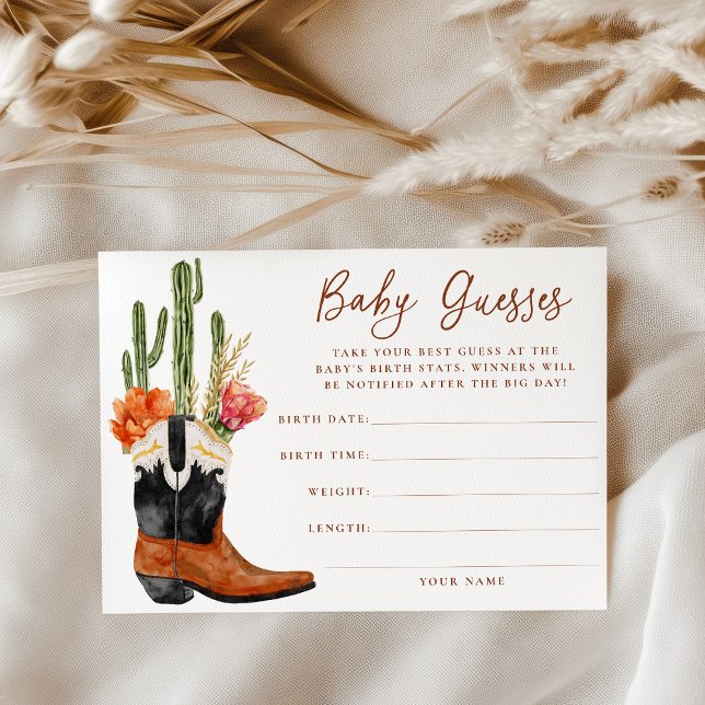 Tarjeta de juego de adivinanzas de botas vaqueras  (Subido por el creador)