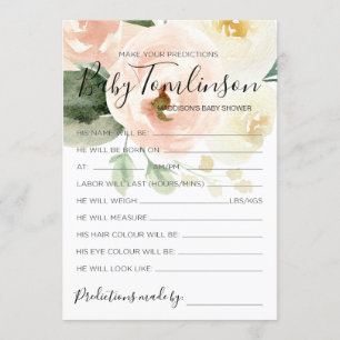 Tarjeta de juego de adivinanzas Floral Baby Shower