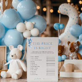 Tarjeta de juego de baby shower 'Blue Bow The Pric