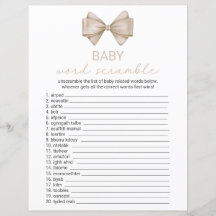 Tarjeta de juego de Baby Shower Boho Bow de doble