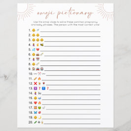 Tarjeta de juego de Baby Shower Boho Sun Emoji de