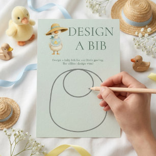 Tarjeta de juego de baby shower de babero con dise
