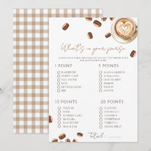 Tarjeta de juego de Baby Shower de Café Bebé está