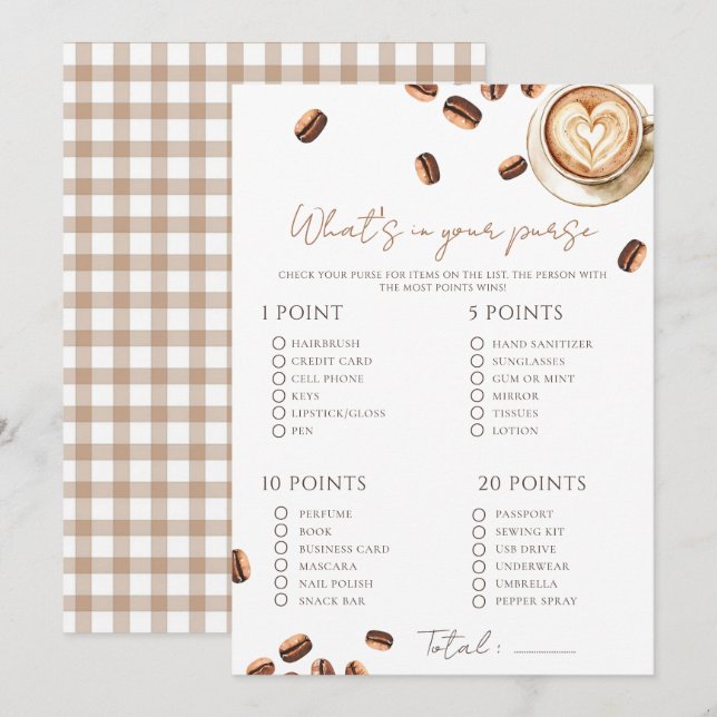 Tarjeta de juego de Baby Shower de Café Bebé está  (Anverso / Reverso)
