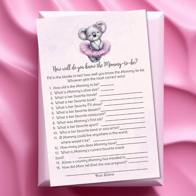 Tarjeta de juego de baby shower de koala que conoc (Subido por el creador)