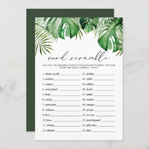 Tarjeta de juego de Baby Shower de Word Tropical S