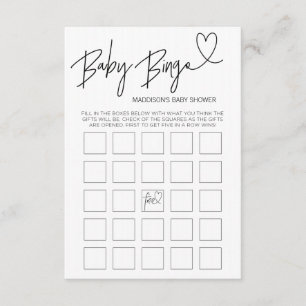 Tarjeta de juego de Baby Shower del bingo del bebé