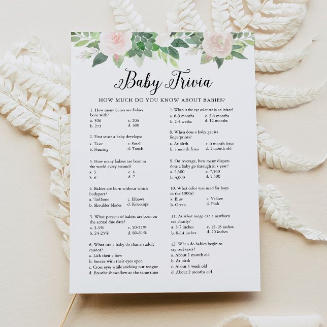 Tarjeta de juego de Baby Shower DEVON Baby Trivia  (Subido por el creador)