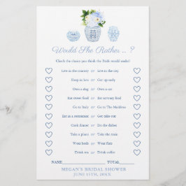 Tarjeta de juego de baby shower elegante '¿Qué pre