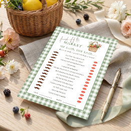 Tarjeta de juego de baby shower Gingham Market He 