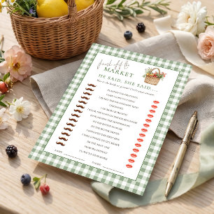 Tarjeta de juego de baby shower Gingham Market He 