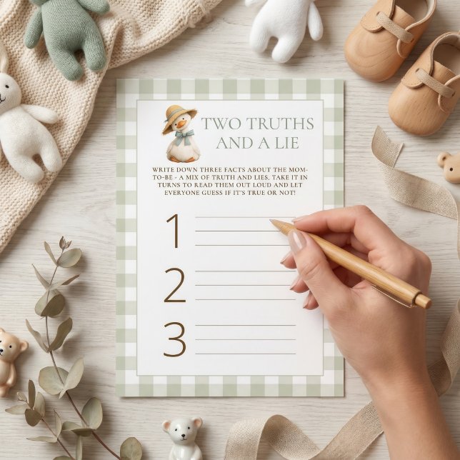 Tarjeta de juego de baby shower 'Goose Gingham 2 V (Subido por el creador)