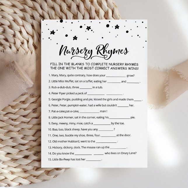 Tarjeta de juego de Baby Shower Nursery Rhyme Prue (Subido por el creador)