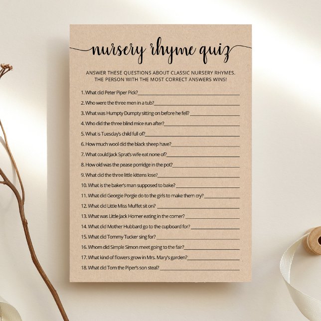 Tarjeta de juego de Baby Shower Nursery Rhyme Prue (Subido por el creador)