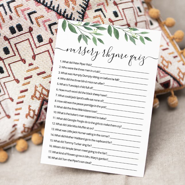 Tarjeta de juego de Baby Shower Nursery Rhyme Prue (Subido por el creador)
