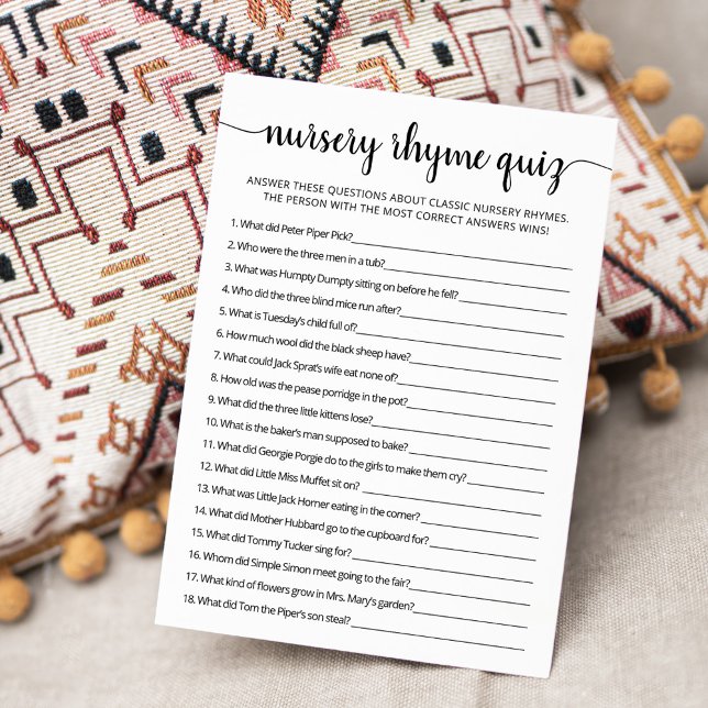 Tarjeta de juego de Baby Shower Nursery Rhyme Prue (Subido por el creador)