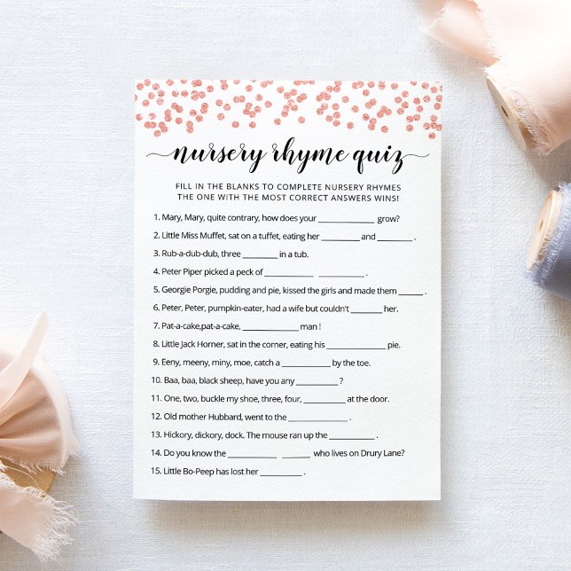 Tarjeta de juego de Baby Shower Nursery Rhyme Prue (Subido por el creador)