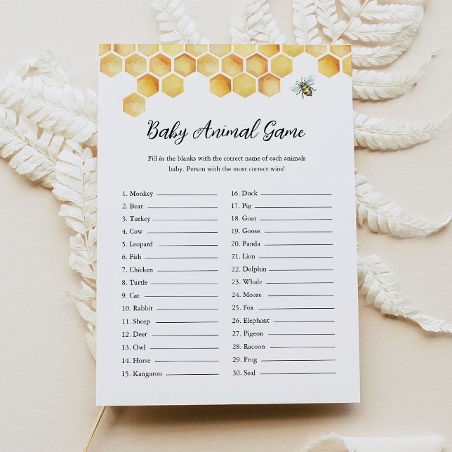 Tarjeta de juego de Baby Shower para el bebé anima (Subido por el creador)