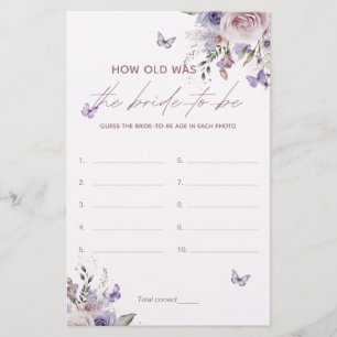 Tarjeta de juego de baby shower para saber la edad