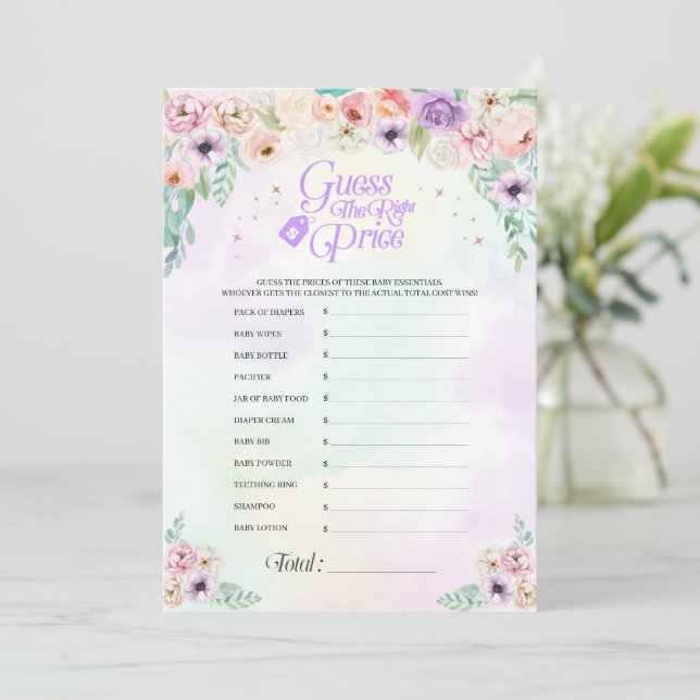 Tarjeta de juego de Baby Shower Pastel Rainbow (Anverso de pie)