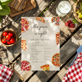 Tarjeta de juego de baby shower 'Pizza The Price i