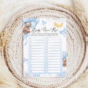 Tarjeta de juego de Baby Shower Race Name
