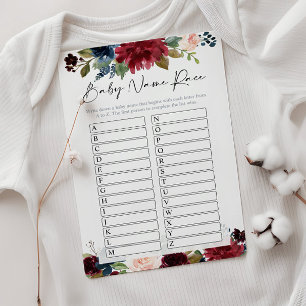 Tarjeta de juego de Baby Shower Race Name
