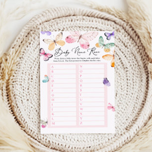 Tarjeta de juego de Baby Shower Race Name
