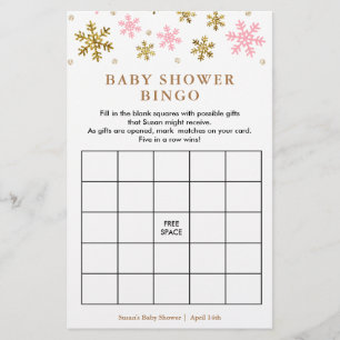 Tarjeta de juego de Bingo Baby Shower con copo de 