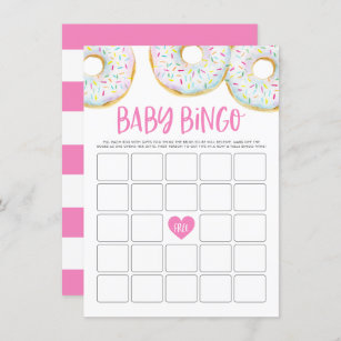 Tarjeta de juego de Bingo Baby Shower de Donuts bl