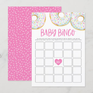 Tarjeta de juego de Bingo Baby Shower de Donuts bl