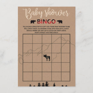 Tarjeta de juego de Bingo Baby Shower de Lumberjac