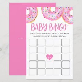 Tarjeta de juego de bingo Baby Shower Donuts rosa
