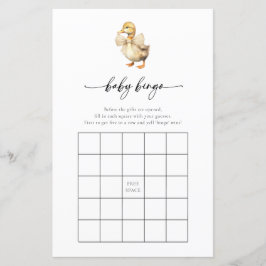 Tarjeta de juego de Bingo Baby Shower Duck Waterco