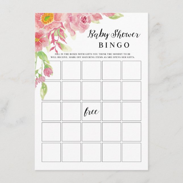 Tarjeta de juego de Bingo Baby Shower Floral de co