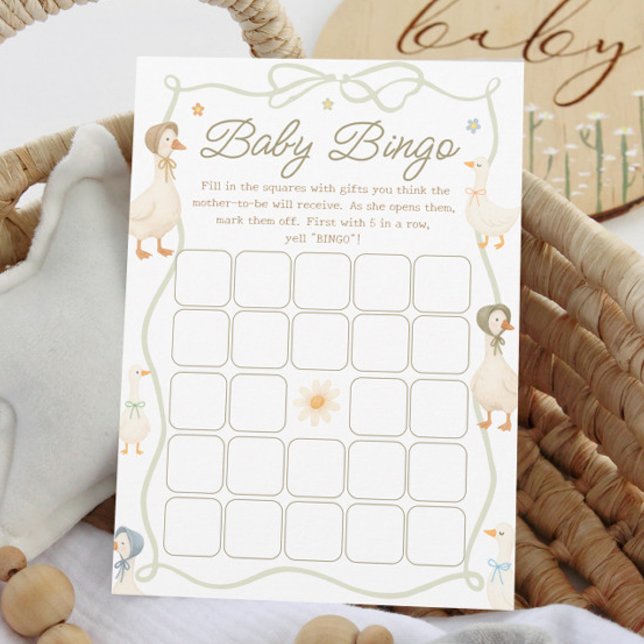 Tarjeta de juego de bingo Baby Shower goose (Subido por el creador)