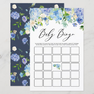 Tarjeta de juego de bingo Baby Shower Hydrangea Fl