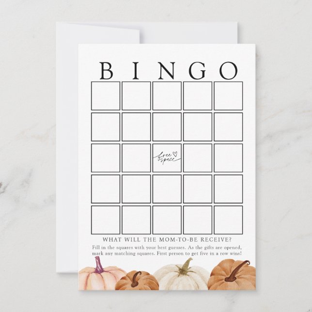 Tarjeta de juego de bingo Baby Shower para calzas (Anverso)