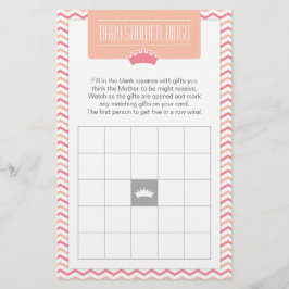 Tarjeta de juego de Bingo Baby Shower para princip