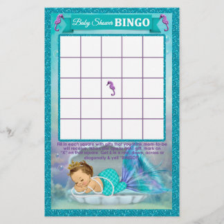 Tarjeta de juego de bingo Baby Shower para sirenas